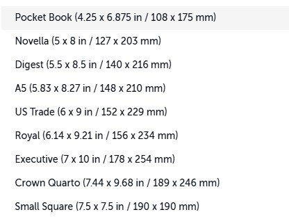 Standard Book Trim Sizes in Canada